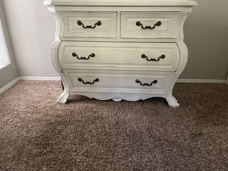 White French Provincial Bombe Chest Dresser