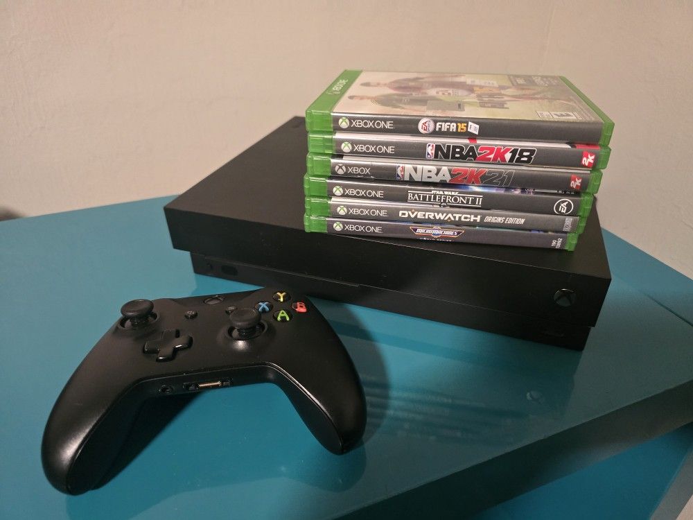 Xbox One X W/ Controller And 6 Games