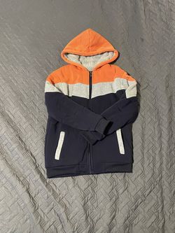 SHEIN Kids Orange and Navy Hooded Jacket