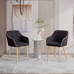 Black Modern Accent Dining Chairs Set of 2