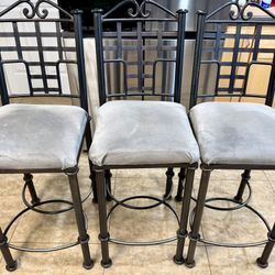 Wrought Iron Bar Stools Set Of 3 