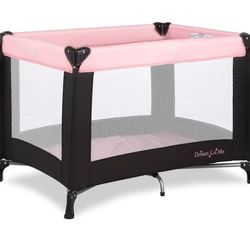 Dream On Me Nest Portable Playard in Pink with Carry Bag & Shoulder Strap 