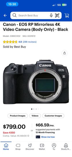 Canon EOS RP Mirrorless Camera (Body Only)
