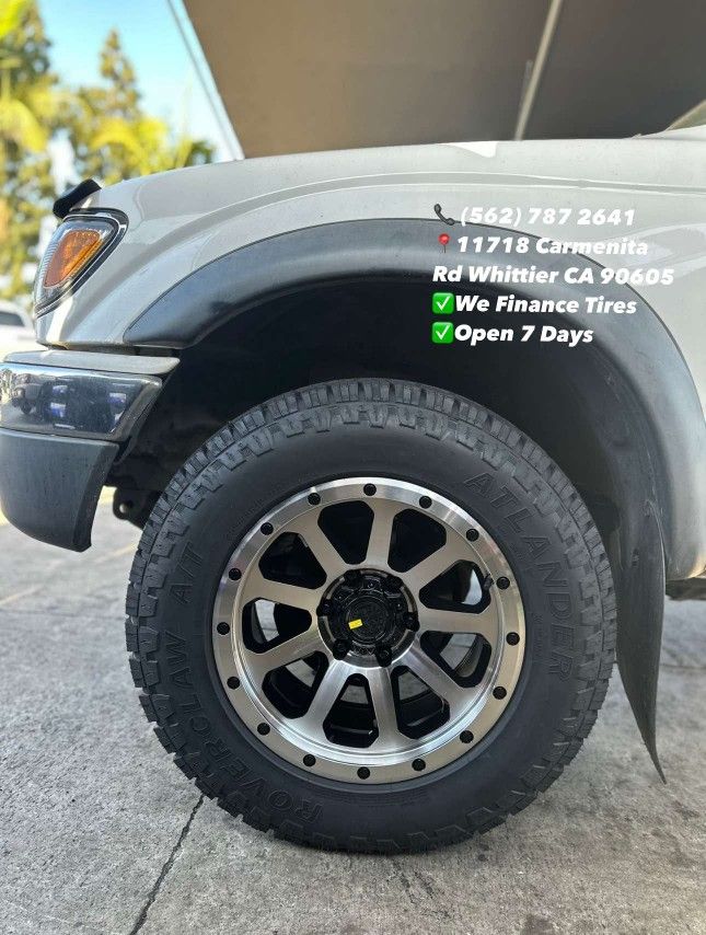 Off Road Wheel American Outlaw Clear 17 inch 6x139.7 and 265/65r17 All Terrain Fits Tacoma 4runner sequoia silverado gmc sierra denali tahoe and more