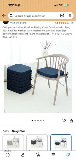 C-Hopetree Indoor Outdoor Dining Chair Cushions, Set of 8