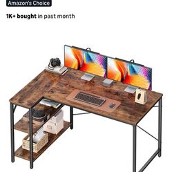 L shaped Desk Brown wood 