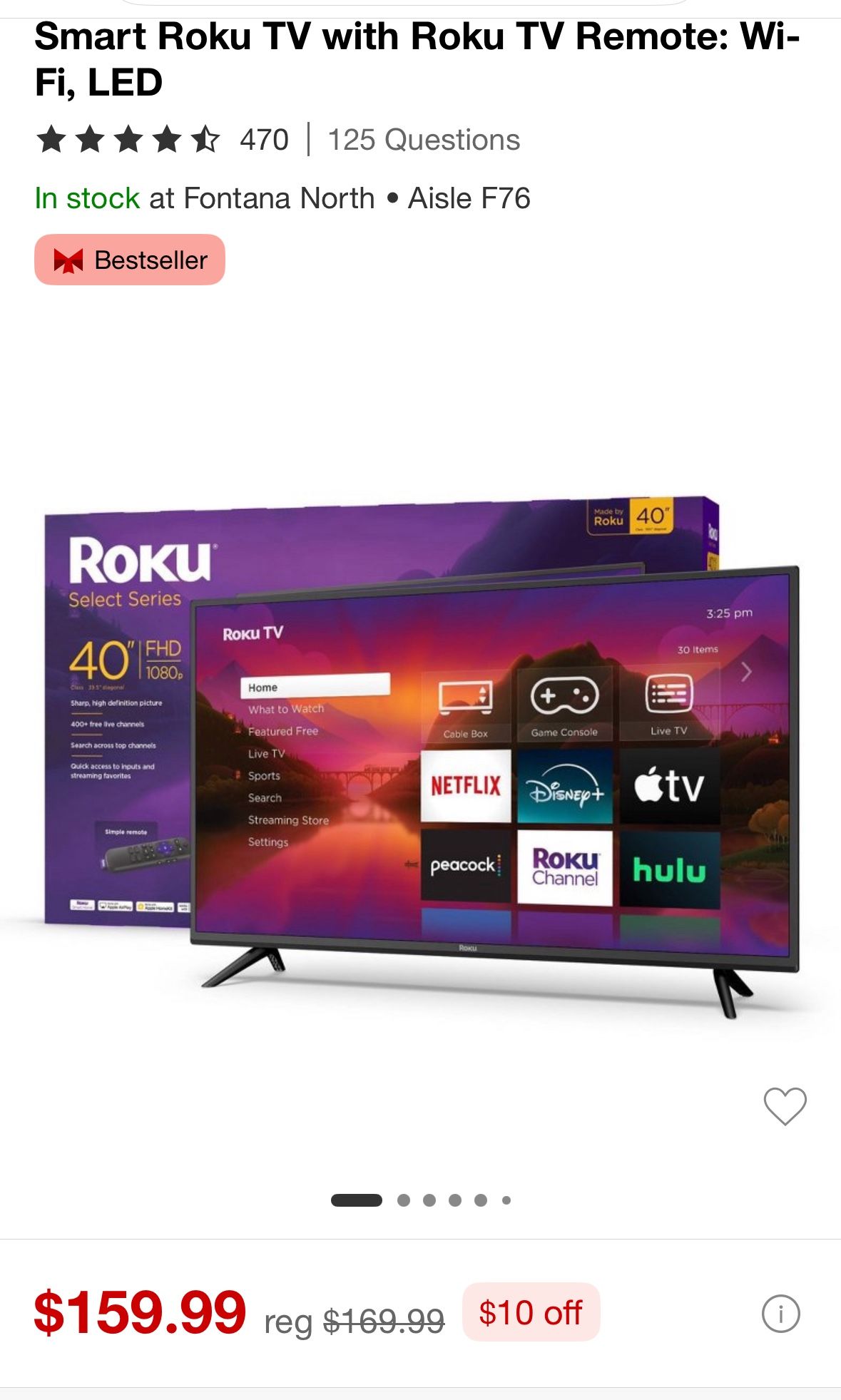 TCL 40” LED Smart TV - Roku