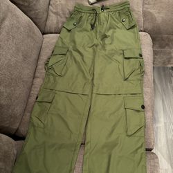 Green Flare Cargo Pants