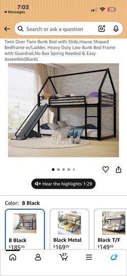 Twin over Twin bunk bed with slide