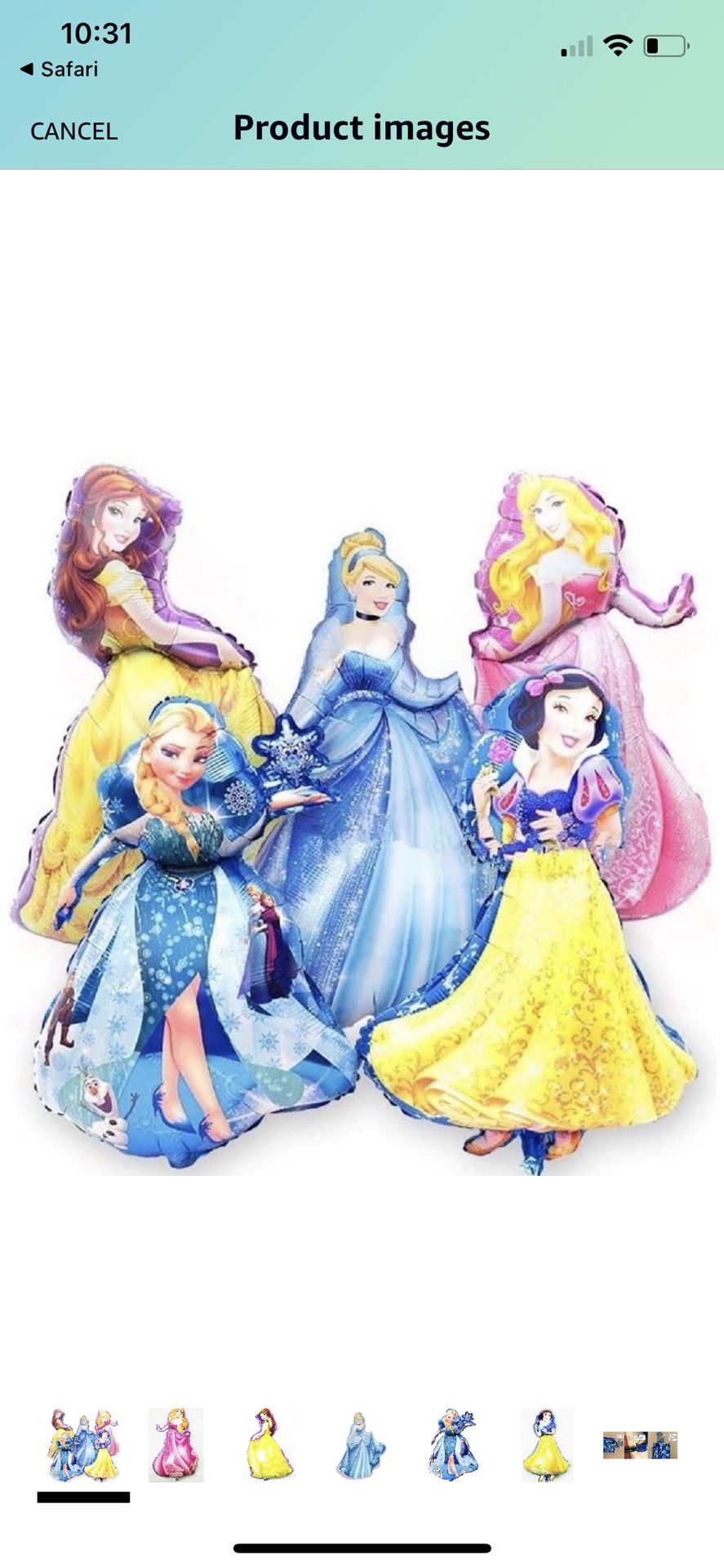 Disney Balloons Elsa Belle Aurora Cinderella 