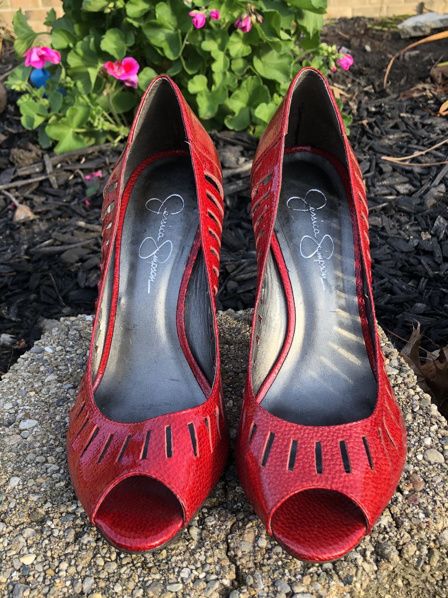 Jessica Simpson Red Peep Toe Heels- Size 9