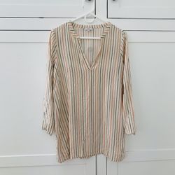 Tavik + Women’s Tunic Beige Stripe Long Sleeve Top