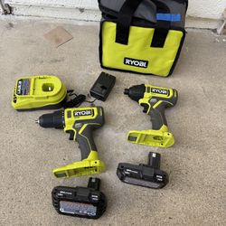 RYOBI ONE+ 18V Cordless 2-Tool Combo Kit with Drill/Driver, Impact Driver, (2) 1.5 Ah Batteries, and Charger 