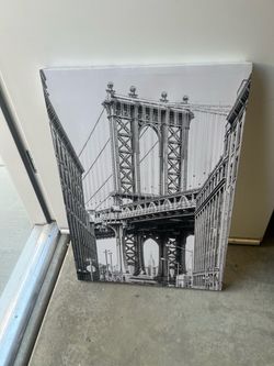 Manhattan Bridge Black and White Canvas Print