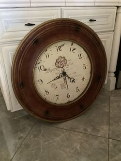 32” Wood French Distressed Wall Clock