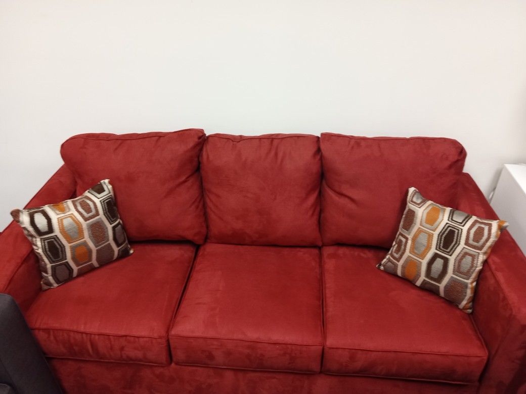 Red Velvet Sofa