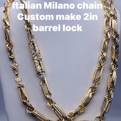 14K 12mm Italian Milano Chain (solid Link) 2in Custom Make Barrel Lock Sell Separately .