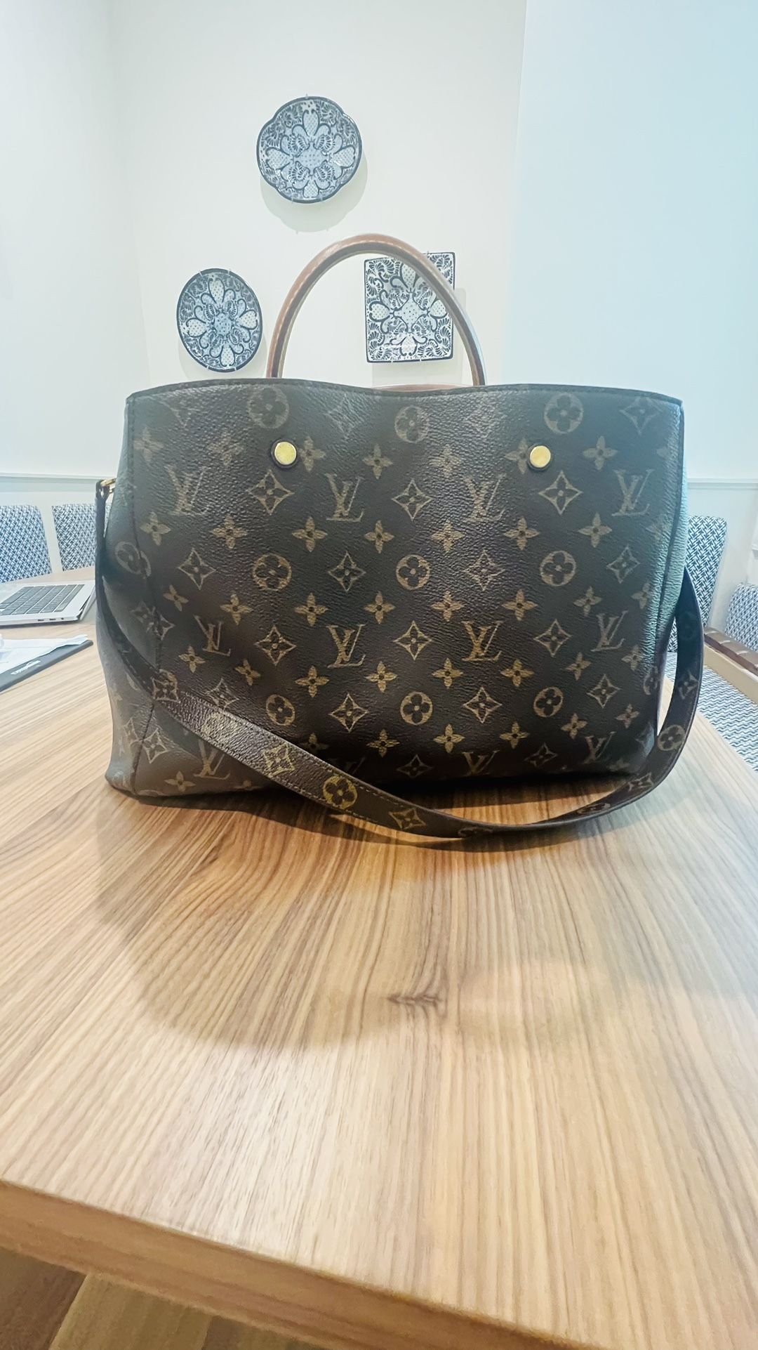 Louis Vuitton Montaigne GM Satchel Brown Monogram Top Handle Handbag