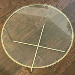 Circular Glass, Coffee Table, With gold Detail