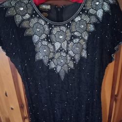 Silk Sequins Evening Dress Women's Size 12