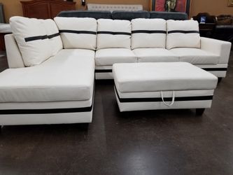 Contemporary white sectional floor clearance