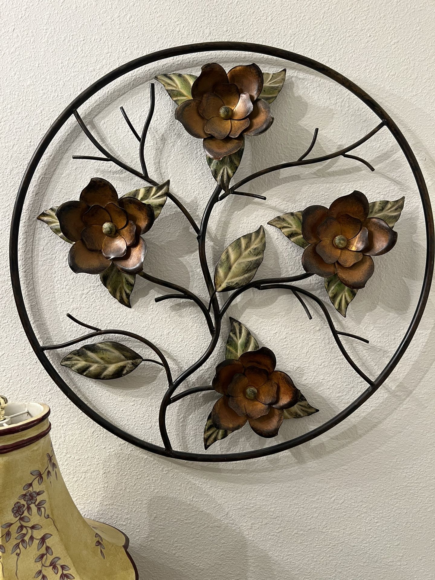Round Metal Floral Wall Art