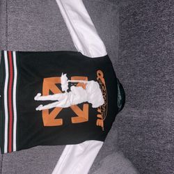 OFF-WHITE Leather Logo Patch Varsity Jacket