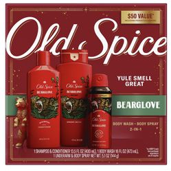 Old Spice Bearglove Holiday Men's Gift Pack Body Wash, Body Spray