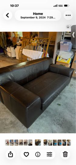 Leather Loveseat Brown   (Sofa)