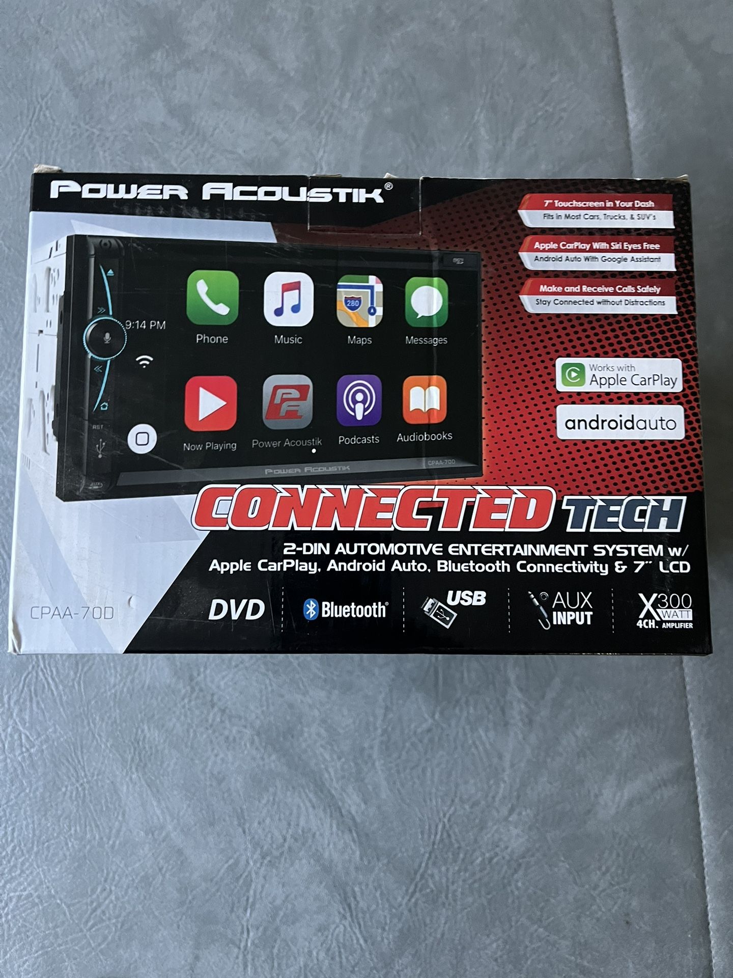 Power Acoustik 2-Din Flat Screen Radio