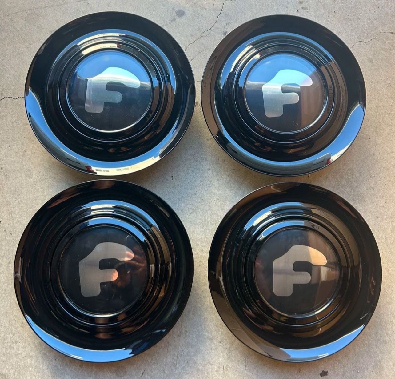 4pcs Set BLACK CHROME Forgiato Floating Center Caps Forgiato XL Hubcap Rim Caps