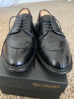Allen Edmonds Walton Black Leather Derby Almond Toe Men's Dress Shoes US 9.5 D