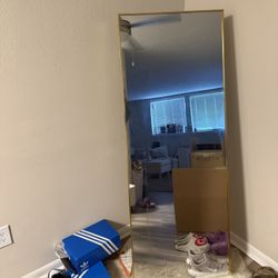 Full Length Mirror 64"x21" Full Body Floor Mirror Standing Hanging or Leaning Wall, Large Wall Mirror with Stand Aluminum Alloy Thin Frame