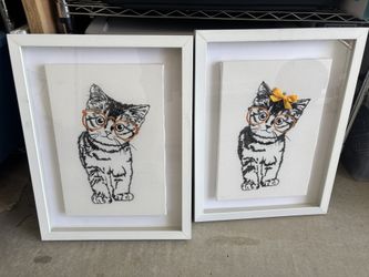 Framed White Cat Canvases