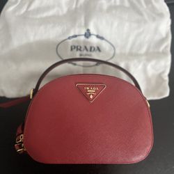 Brand New Red Prada Odette Saffiano Leather Bag