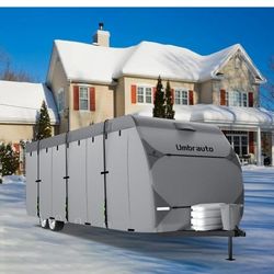 Umbrauto RV Cover 24-27ft: 7 Layers Travel Trailer Cover, Waterproof Camper Cover, Toy Hauler Cover with Tongue Jack Cover, Extra Windproof Ropes