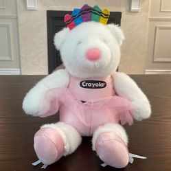 GUND and Crayola White Teddy Bear with Pink Ballerina costume and crayon crown 