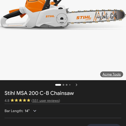 Stihl package deal 14inch chainsaw battery powered and a Stihl battery powered hedge trimmer and a gas powered Stihl leaf blower all like brand new pa