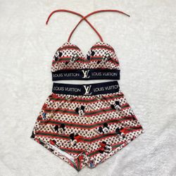 Mickey Mouse Pajamas with lightly padded bra and shorts, Size Medium