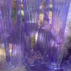 Purple Plastic Champagne Flutes