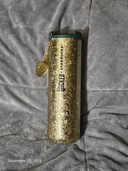 ‼️PLEASE READ DESCRIPTION‼️Starbucks Stainless Steel Gold Crackle Cold Cup with Oz Charm (16 oz.)
