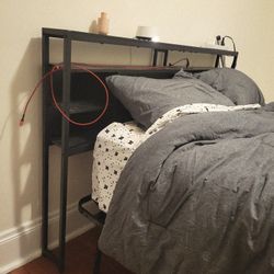 Black Charging Station Queen Headboard