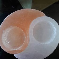 Ying Yang Selenite Tealight Candle Holder