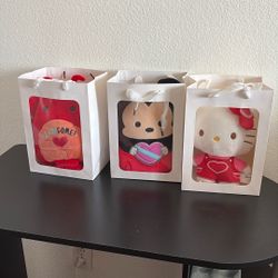 Valentine plushies in a gift bag $25 dollar each 