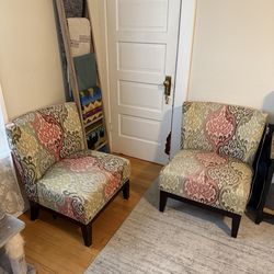 2 colorful living room chairs