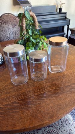 Glass storage jars with steel lids