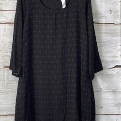 DOTTI black lined dress with sheer sleeves
