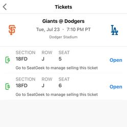 Dodgers Tickets (2 Tickets)