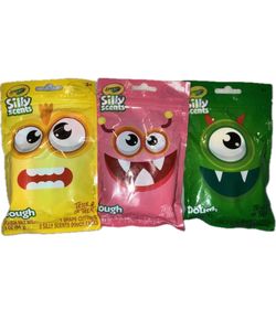 3 Bag Crayola Trick Or Treat Silly Scents Dough Tubs 3 Oz Each Green,Yellow,pink