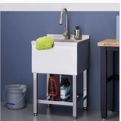 TRINITY 18" x 16" x 13" Stainless Steel Utility Sink with Pull-out Faucet